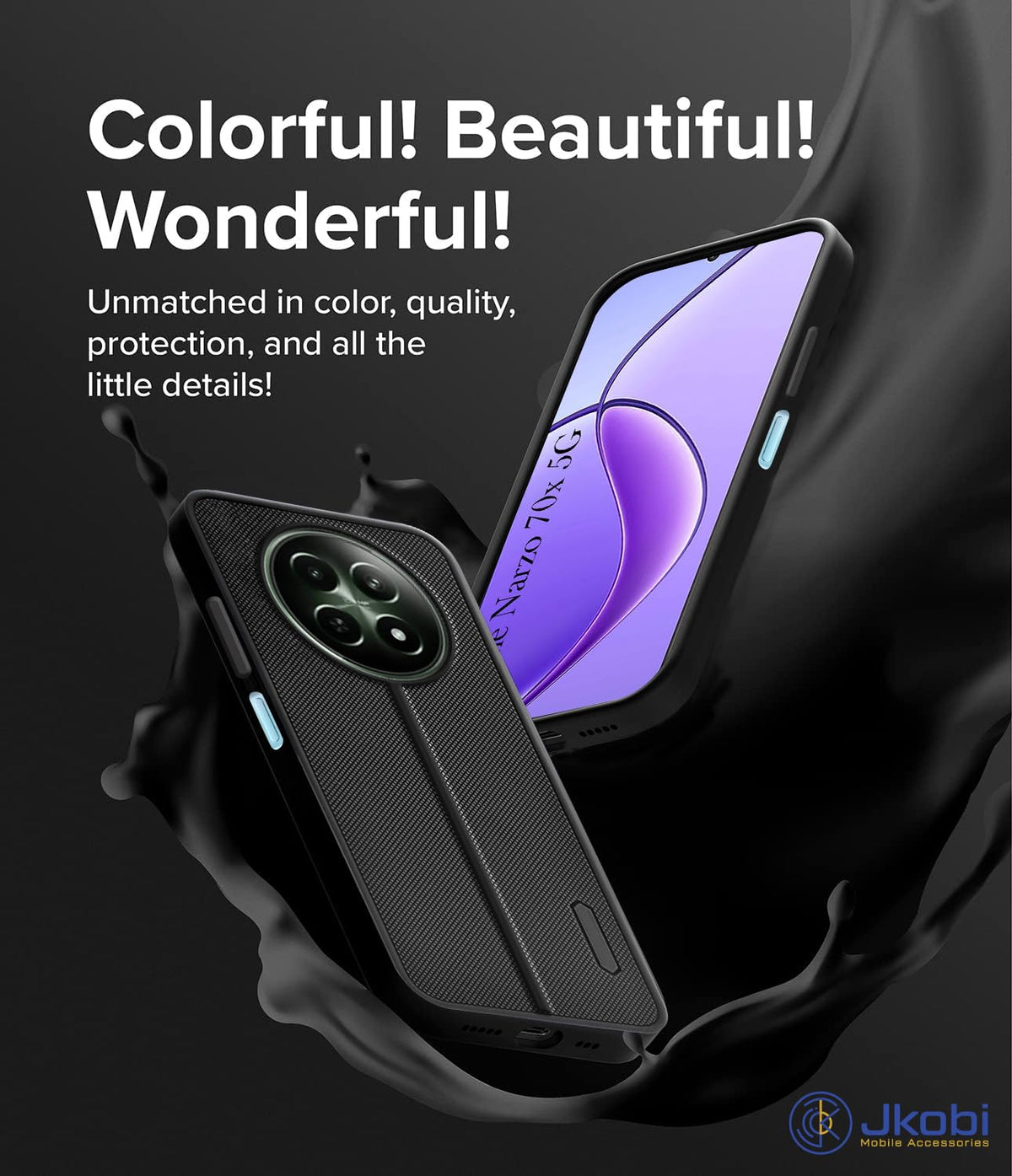 For Realme Narzo 70x Back Cover Case Rubberised (Textured Grip Design| Micro-Fiber Cloth Inside | Slim and Light Weight | Soft Touch and Feel)