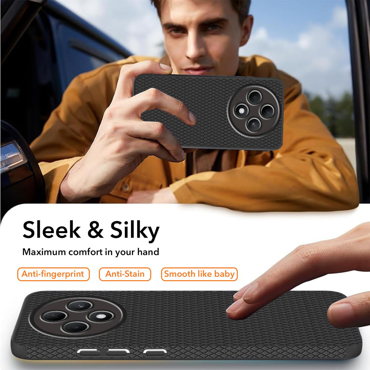 For Oppo Reno 12F 5G Back Cover Case  (Liquid Silicone | Side Grip | Camera Protection)