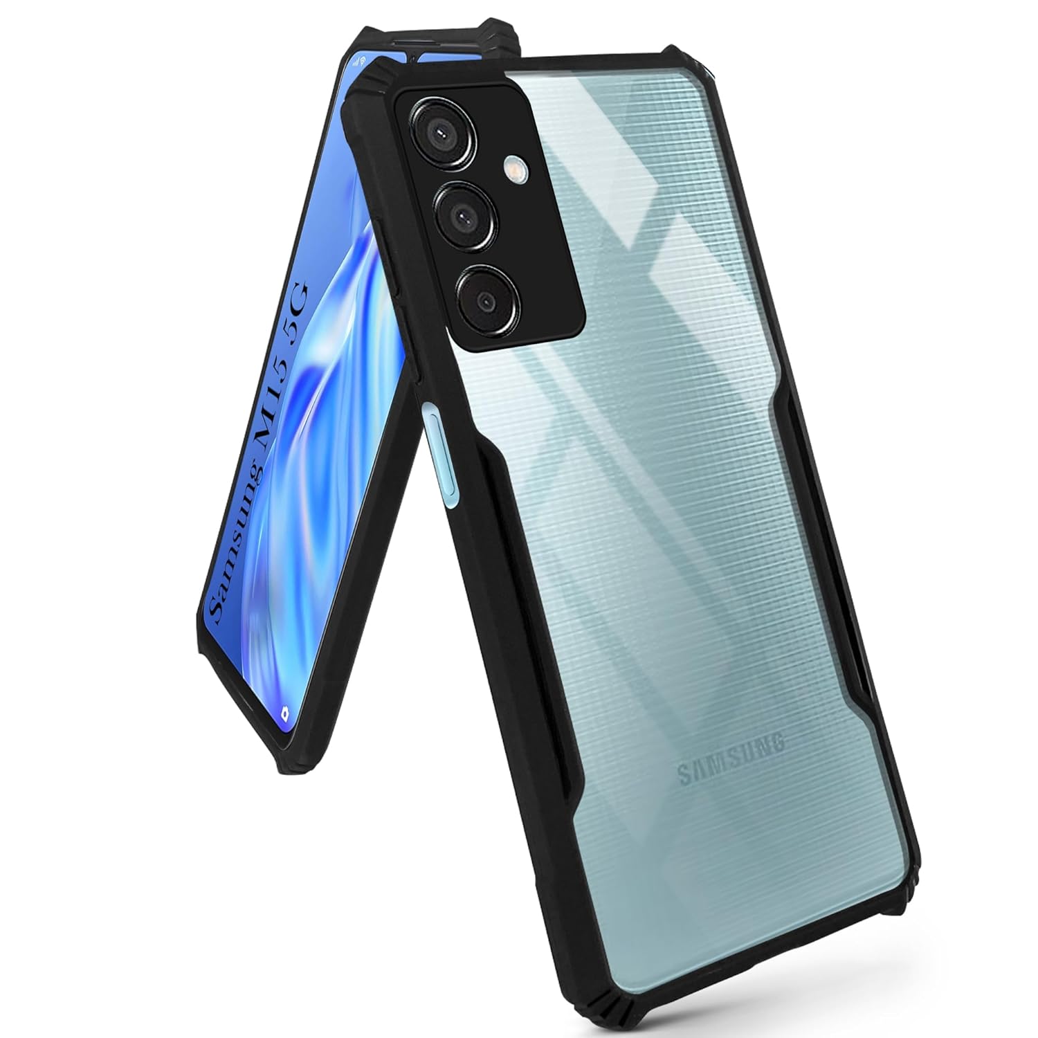 For Samsung Galaxy M15 5G Back Cover Case (Shockproof with Polycarbonate Clear Panel)