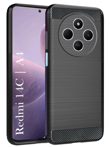 For Redmi A4 5G | Xiaomi Redmi 14C Back Cover Case  ( Hybrid Armor Case | Carbon Fiber Shockproof | Soft and Flexible)