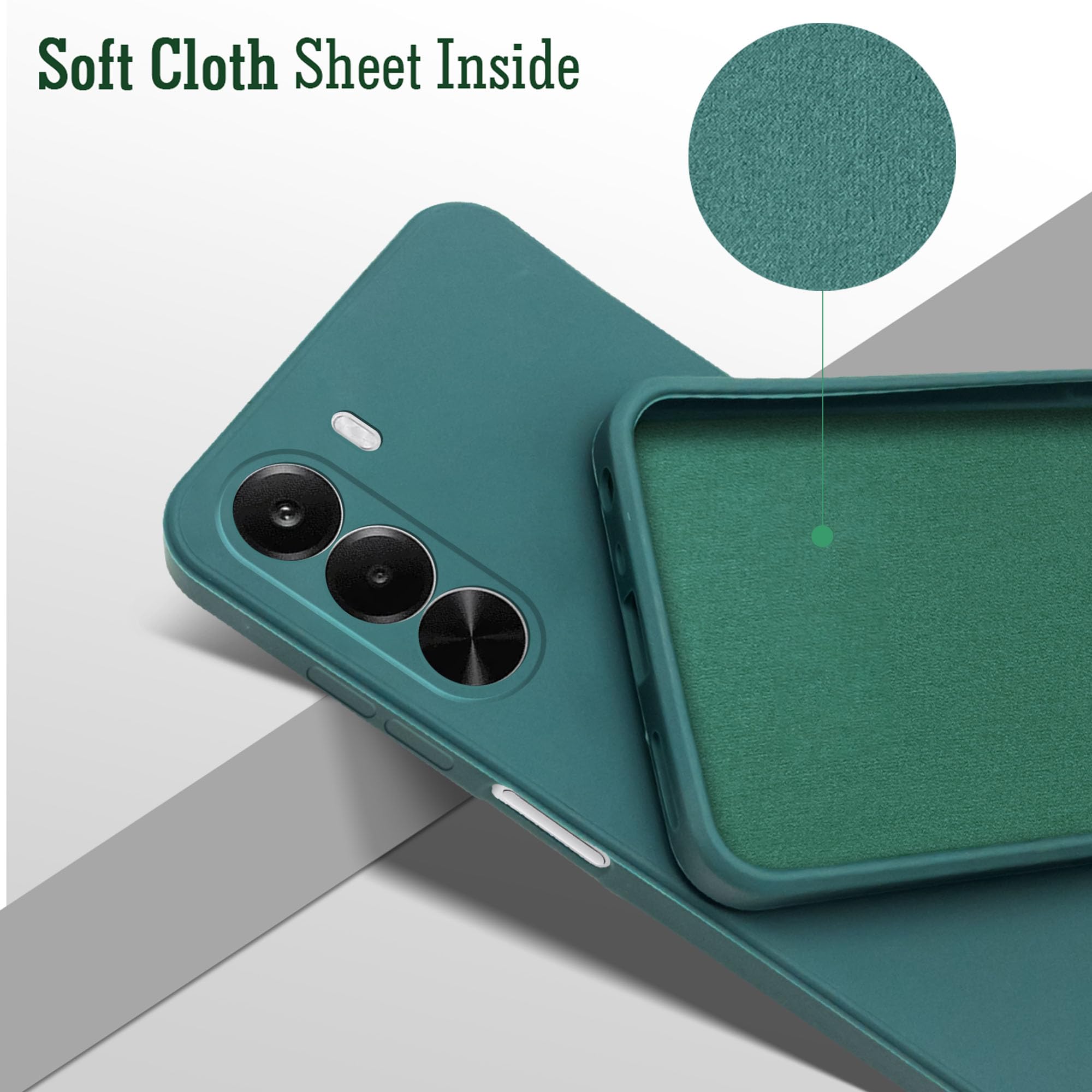 For OnePlus Nord CE 6 Lite Back Cover Case (Matte Finish Silicone with Inside Fiber cloth)