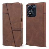 For Vivo Y02s Flip Cover Case (Stitched Leather Finish | Magnetic Closure | Inner TPU | Foldable Stand | Wallet Card Slots)