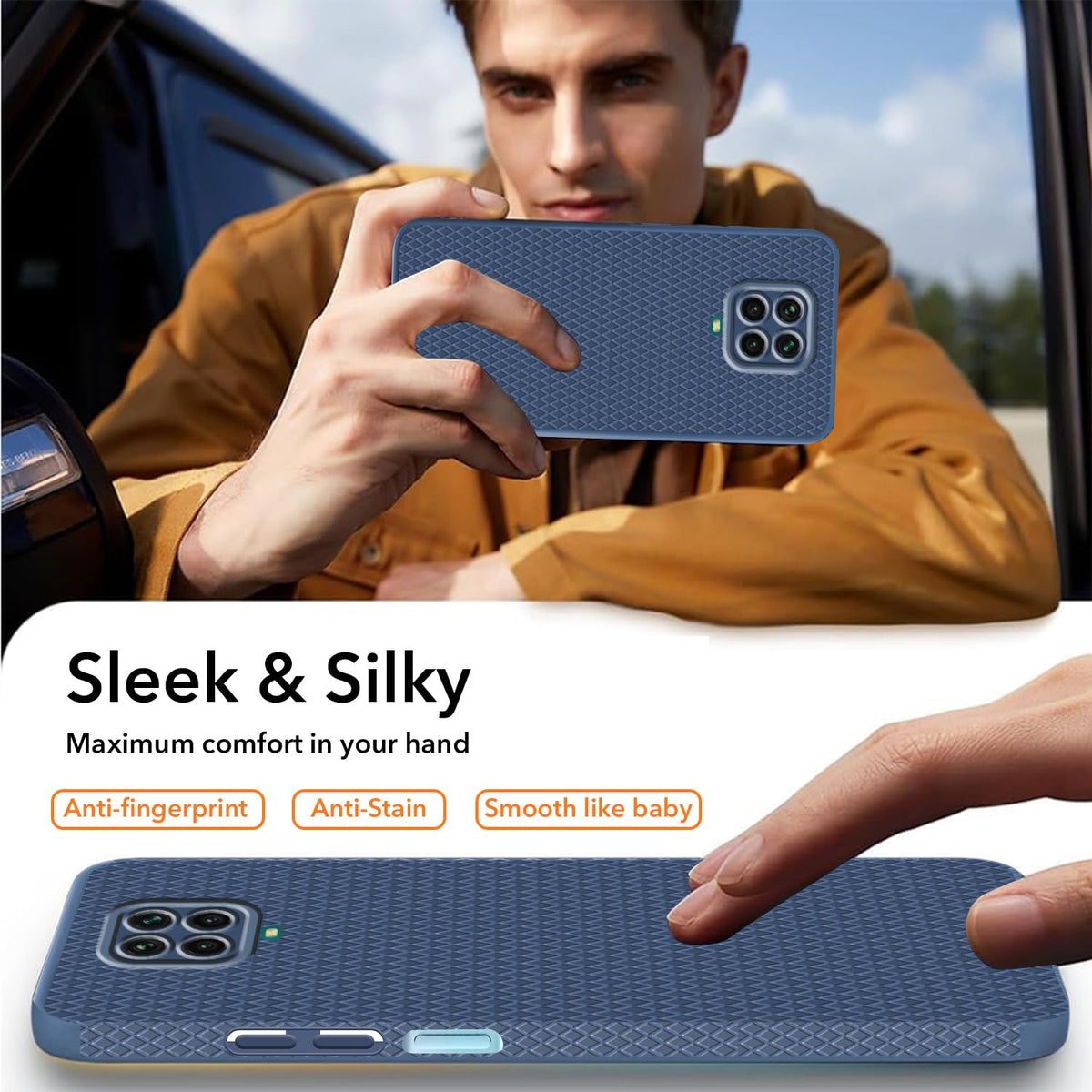 For Redmi Note 9 Pro | 9 Pro Max  Back Cover Case (Liquid Silicone | Side Grip | Camera Protection)
