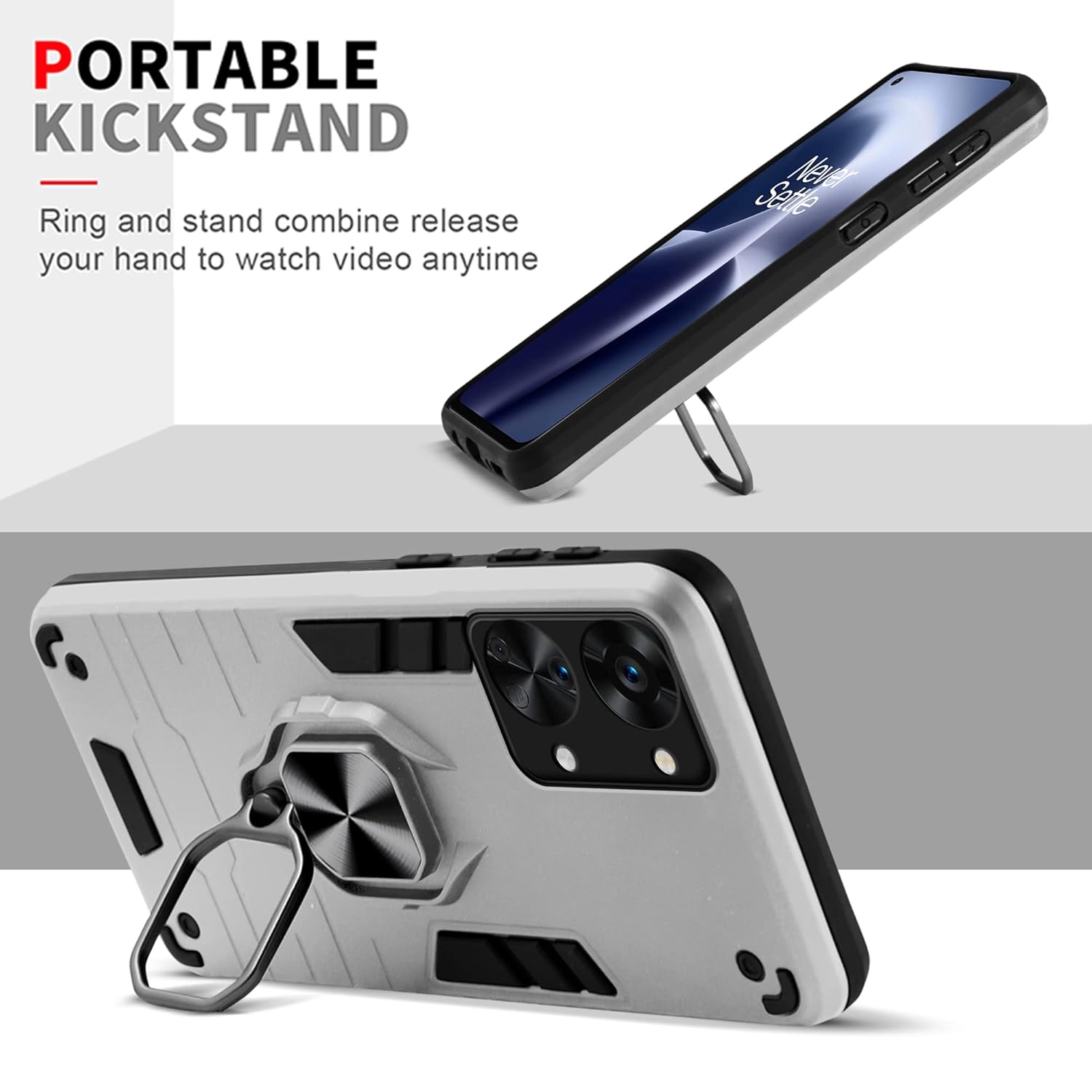 For OnePlus Nord 2T 5G Back Cover Case (Shockproof Polycarbonate Dual Layer Hybrid Armor)
