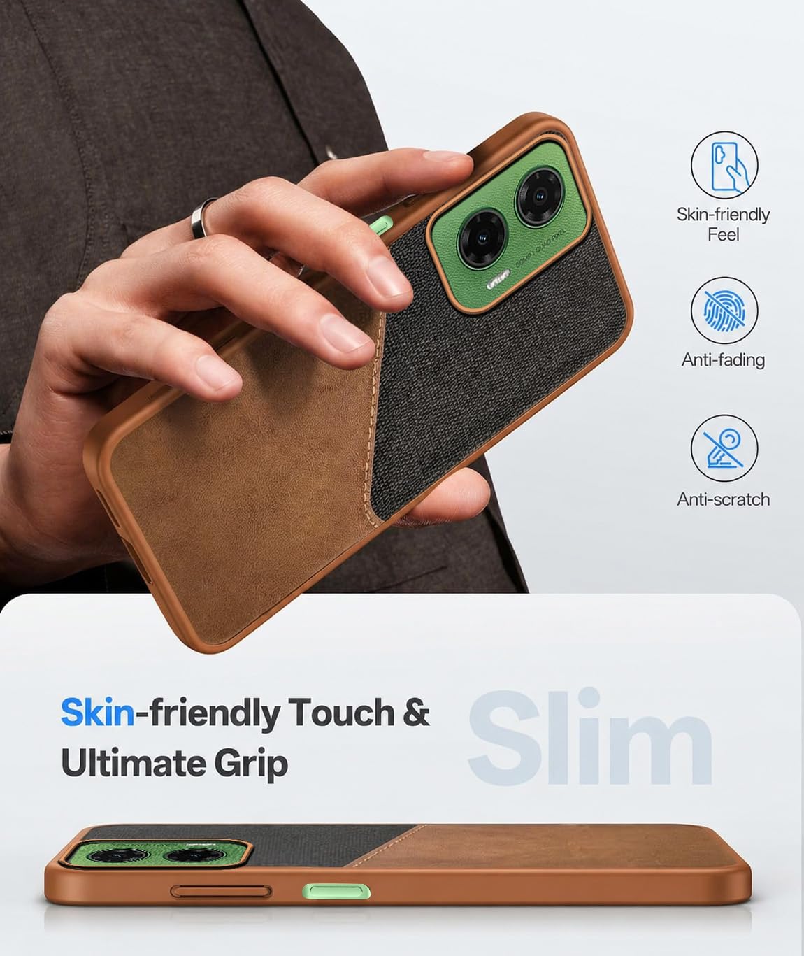 For Motorola Moto G35 Back Cover Case (Dual PU Leather Stitch | Professional Minimalist | Soft and Flexible)