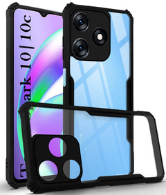 For Tecno Spark 10 | Tecno Spark 10C Back Case Cover (Polycarbonate with Shockproof Clear Panel)