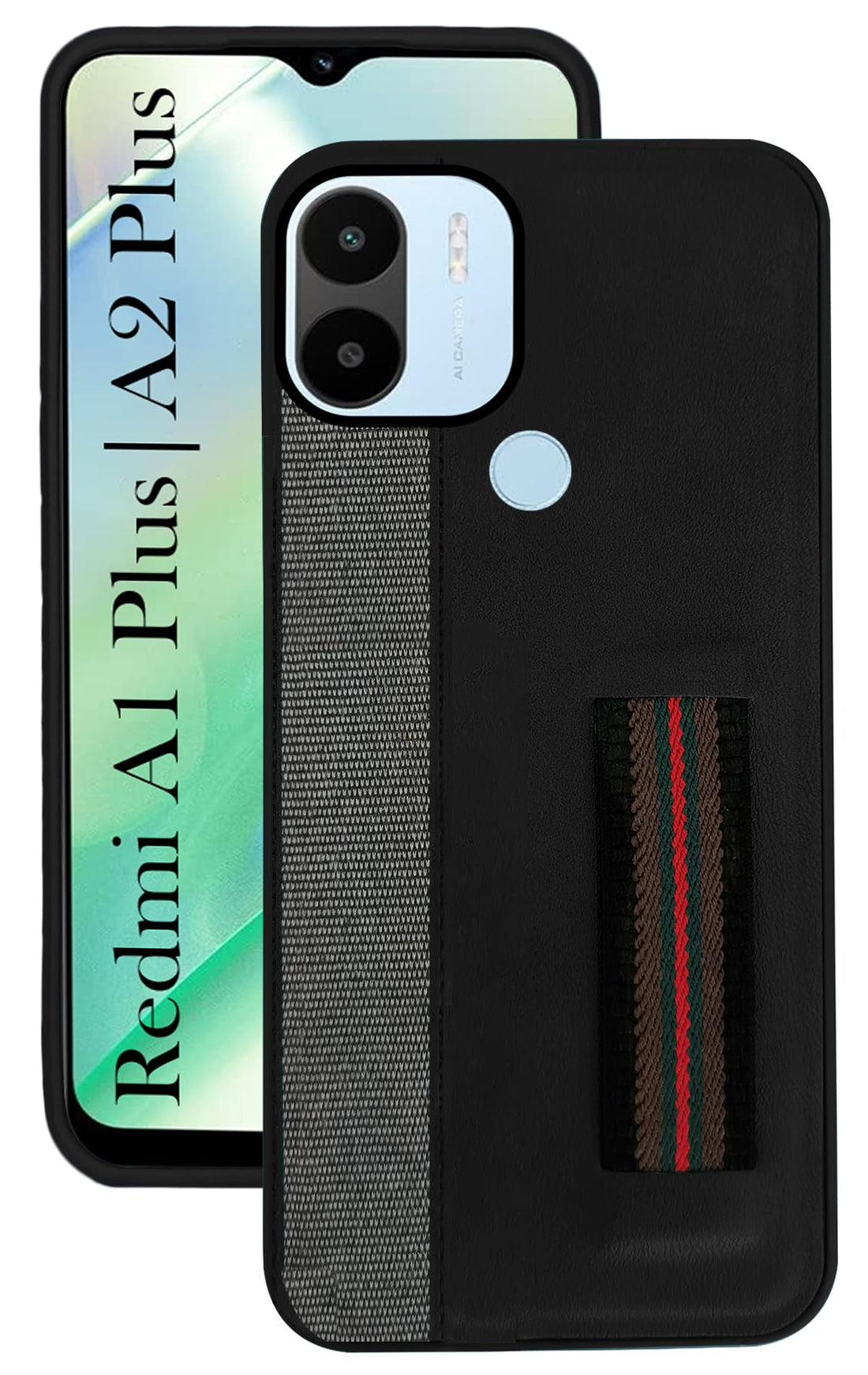 For Xiaomi Redmi A1 Plus | A2 Plus  Back Cover Case (Professional PU Leather | Strip Chain Holder Socket )
