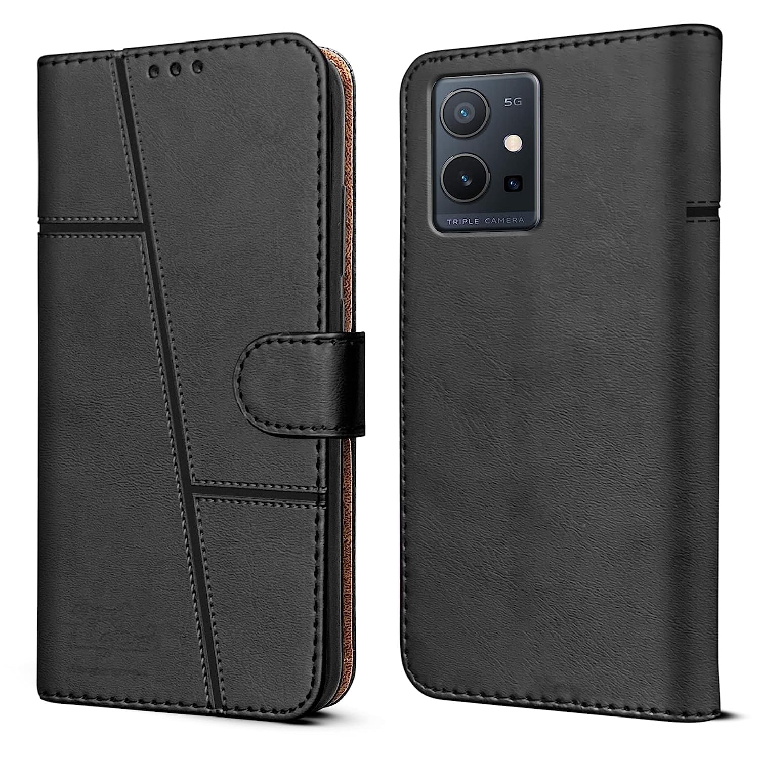 For Vivo iQOO Z6 5G Flip Cover Case (Stitched with Magnetic Closure)