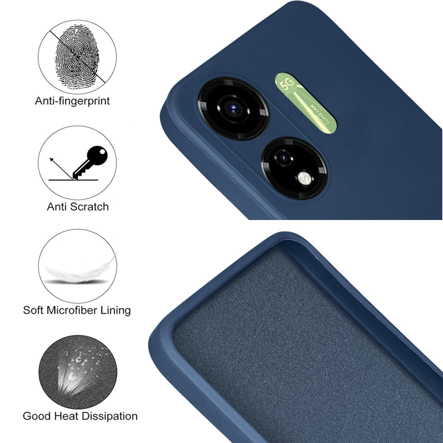 For Itel P55 Back Cover Case (Matte Finish Silicone with Inside Fiber Cloth)