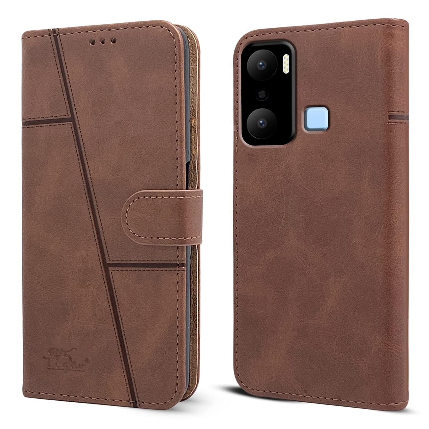 For Infinix Hot 20 Play Flip Cover Case (Stitched Finish | Foldable Stand | Wallet Card Slots)