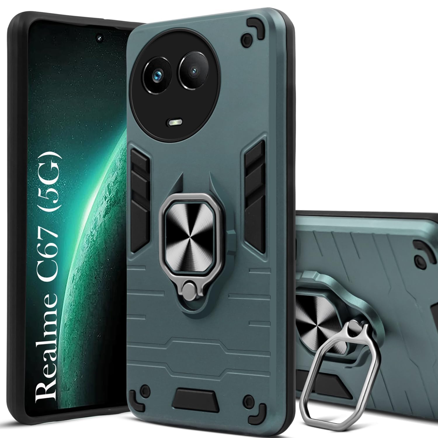 For Realme C67 Back Cover Case (Shockproof Polycarbonate Dual Layer Hybrid Armor)