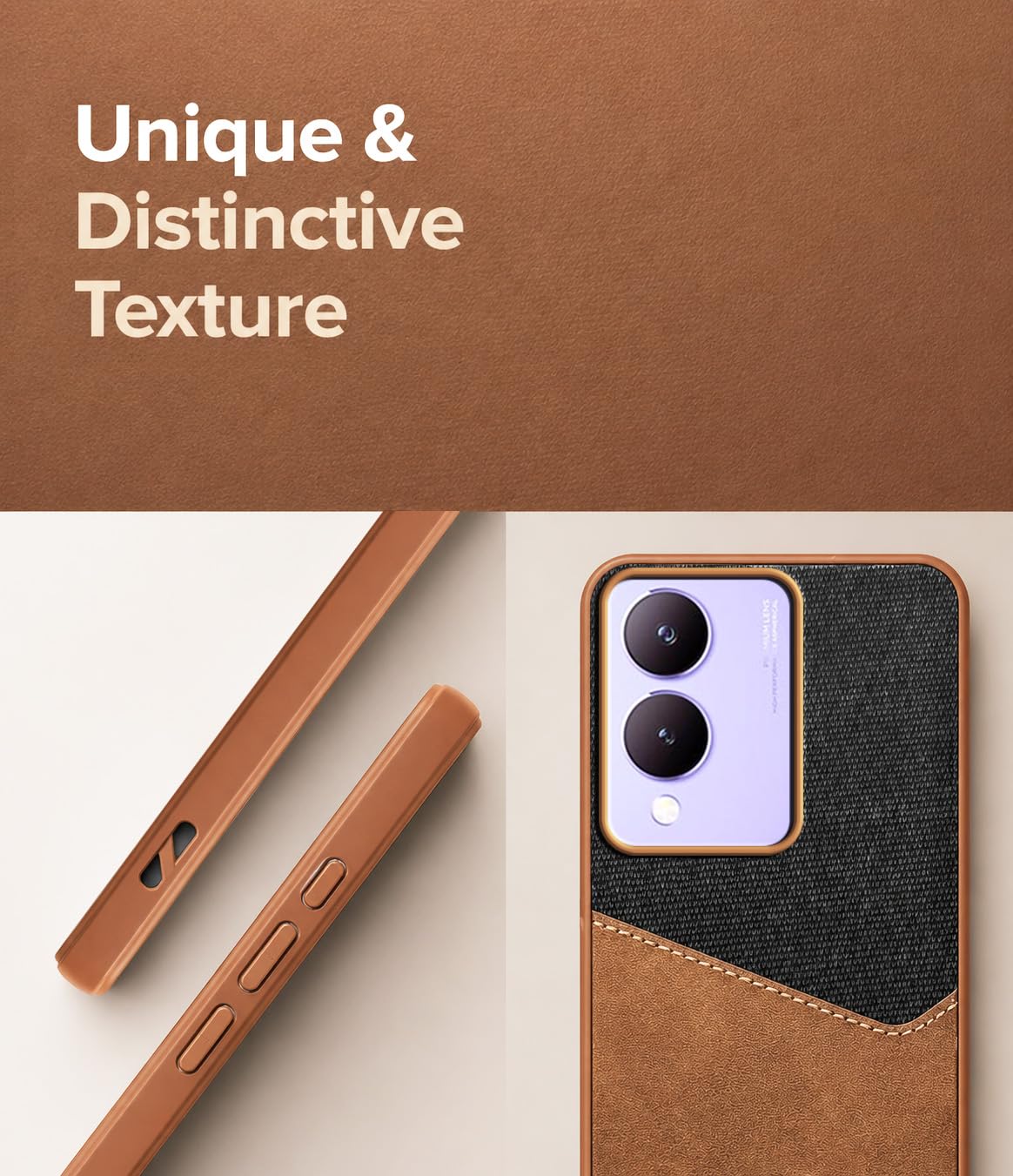 For Vivo Y17s Back Cover Case (Dual PU Leather Stitch | Professional Minimalist | Soft and Flexible)