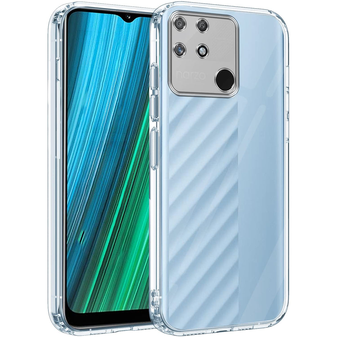 For Realme Narzo 50A Back Cover Case(Silicone Crystal Clear | Pure Camera Protection | Soft and Flexible for Charger and Headphone sockets | Shockproof Bumpers)