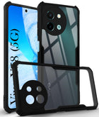 For Vivo Y58 5G Back Case Cover (Polycarbonate with Shockproof Clear Panel | Crystal Glass Back | Camera Protection | Black)