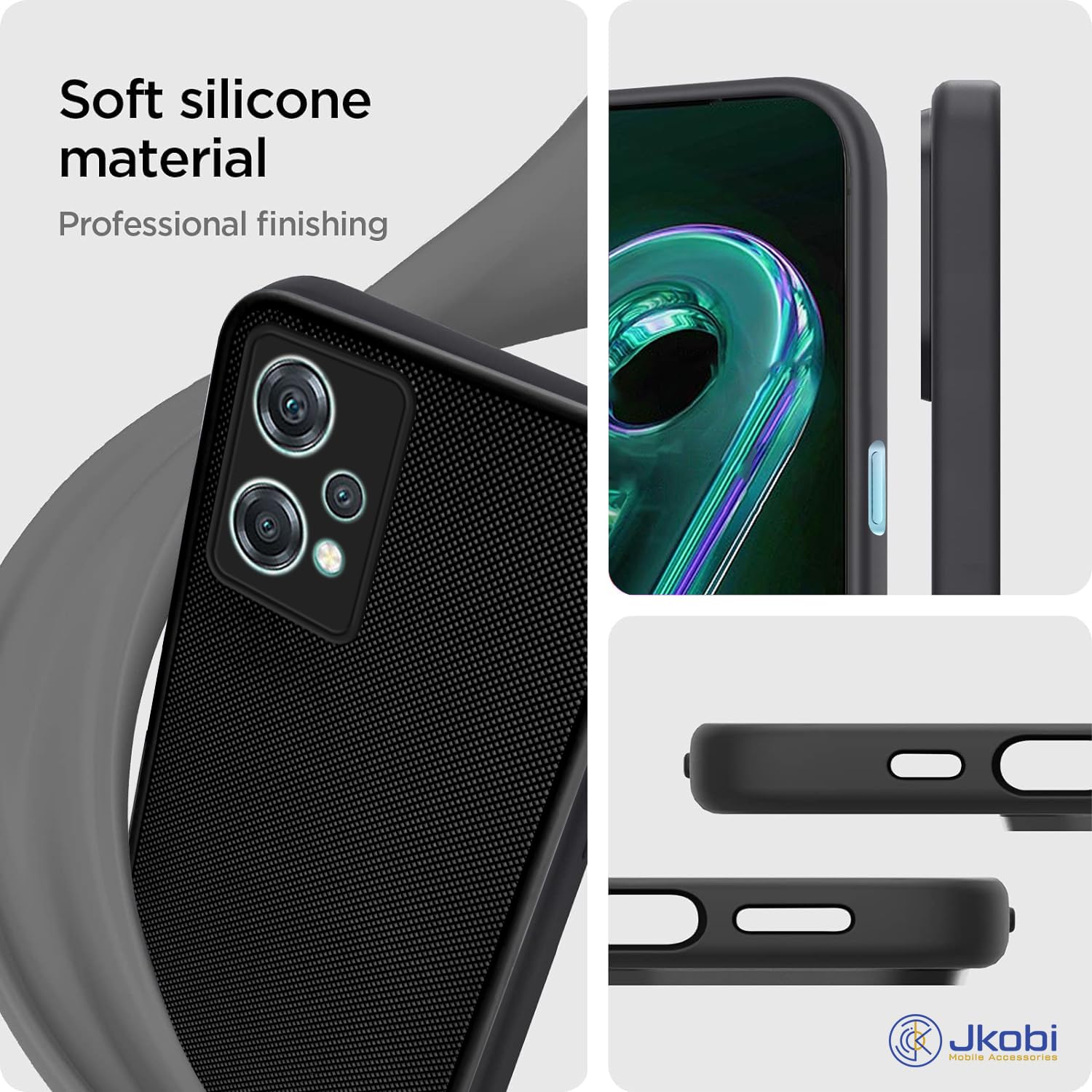 For Realme 9 Pro Back Cover Case Rubberised (Textured Grip Design| Micro-Fiber Cloth Inside | Slim and Light Weight | Soft Touch and Feel)