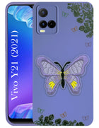 For Vivo Y21 2021 Back Cover Case (Soft Butterfly Embroidery | Women Teen Girls | Camera Protection| Matte Silicone)