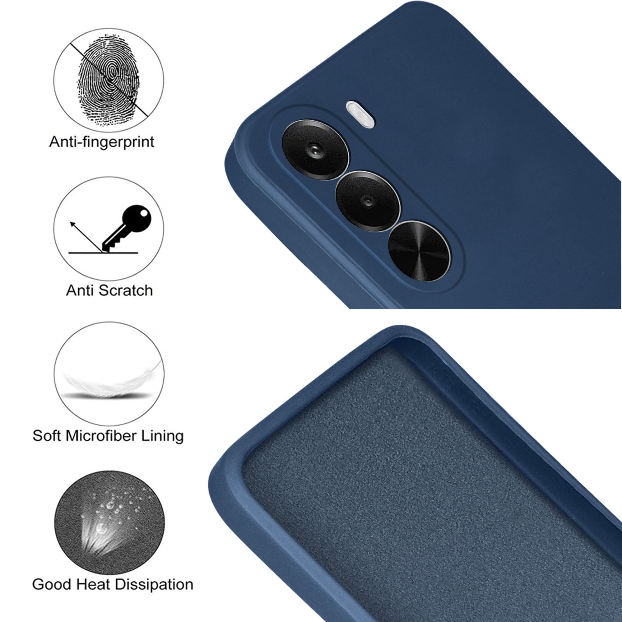 For OnePlus Nord CE 6 Lite Back Cover Case (Matte Finish Silicone with Inside Fiber cloth)