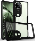 For Vivo T3 Ultra Back Cover Case ( Shockproof with Polycarbonate Clear Panel | Professional Black)
