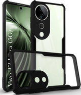 For Vivo T3 Ultra Back Cover Case ( Shockproof with Polycarbonate Clear Panel | Professional Black)