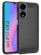 For Itel P55 Back Cover Case (Hybrid Armor Case | Carbon Fiber Shockproof | Soft and Flexible)