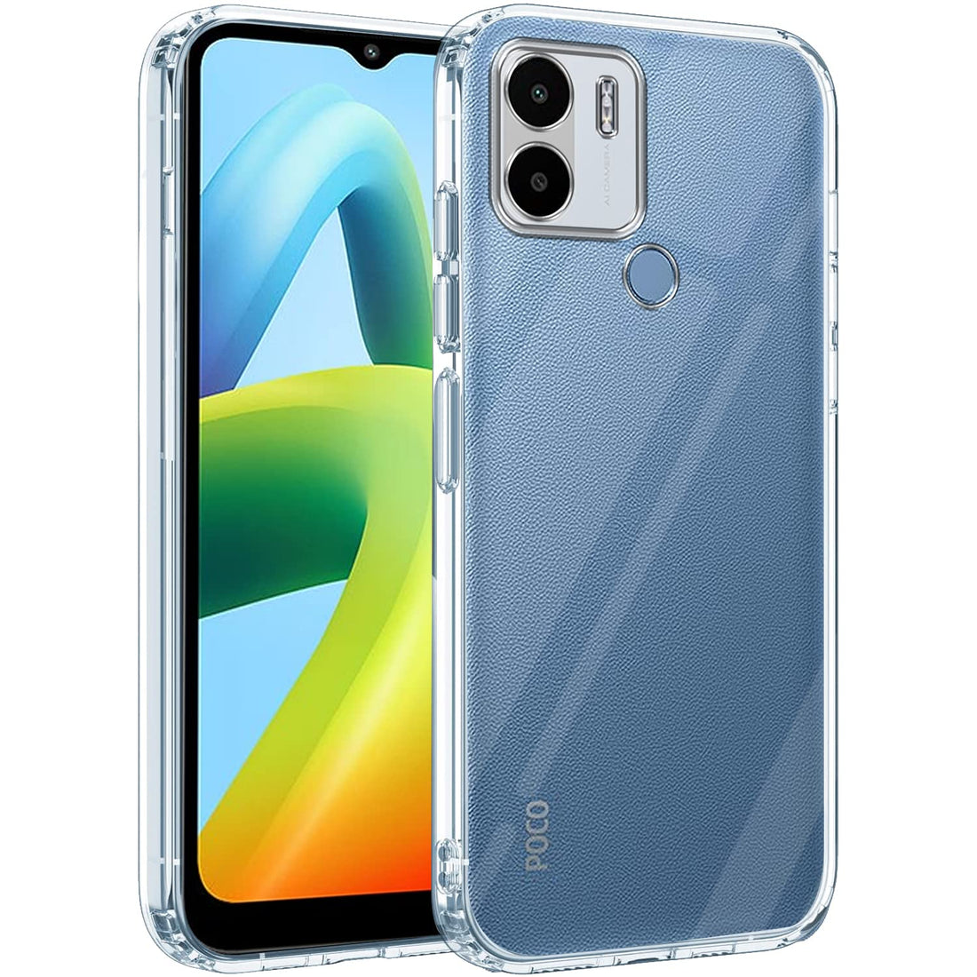 For Poco C50 Back Cover Case (Silicone Crystal Clear | Pure Camera Protection | Soft and Flexible for Charger and Headphone sockets | Shockproof Bumpers)