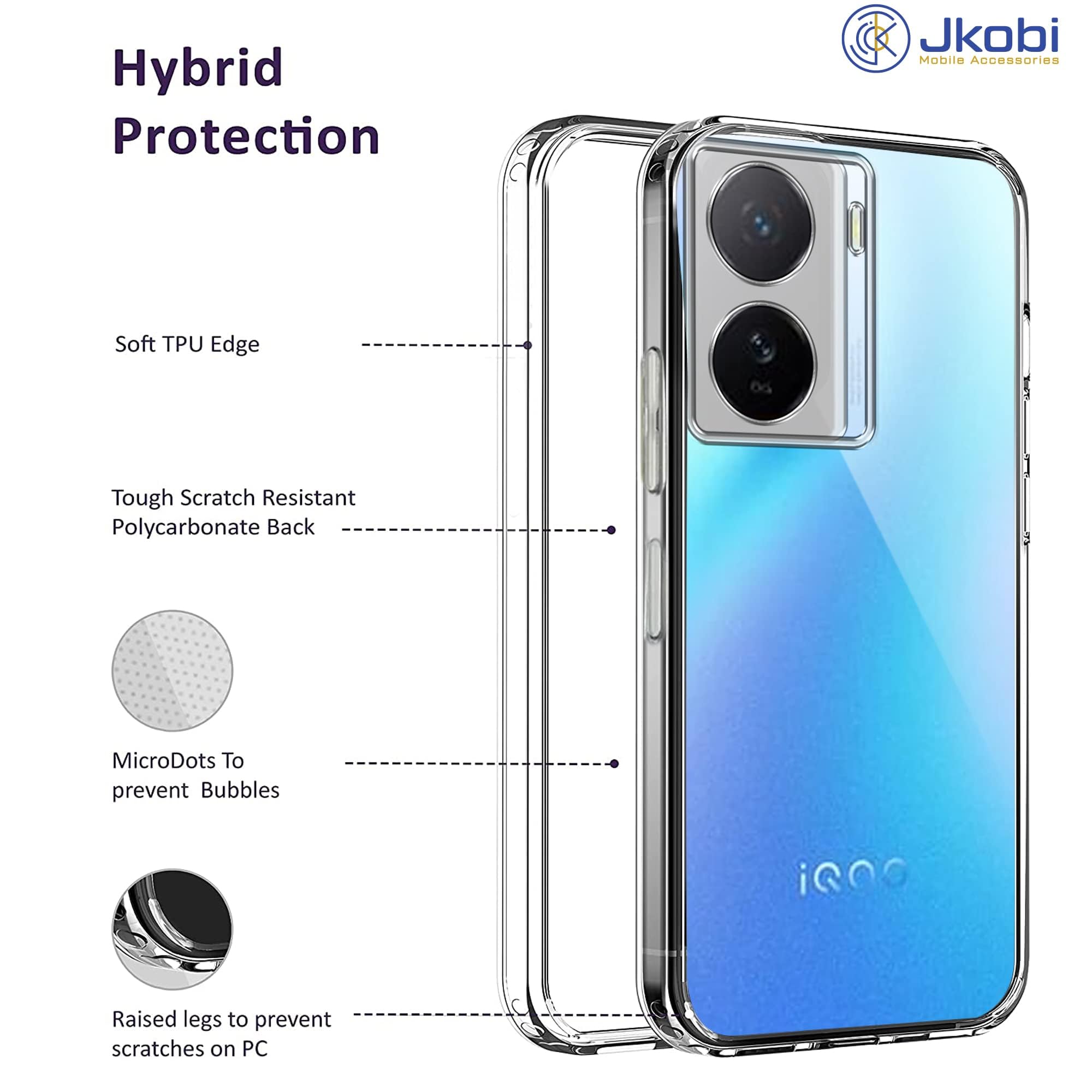 For iQOO Z7 5G Back Cover (Silicone Clear Shockproof Case with Camera Protection and Dust Plugs | Transparent)