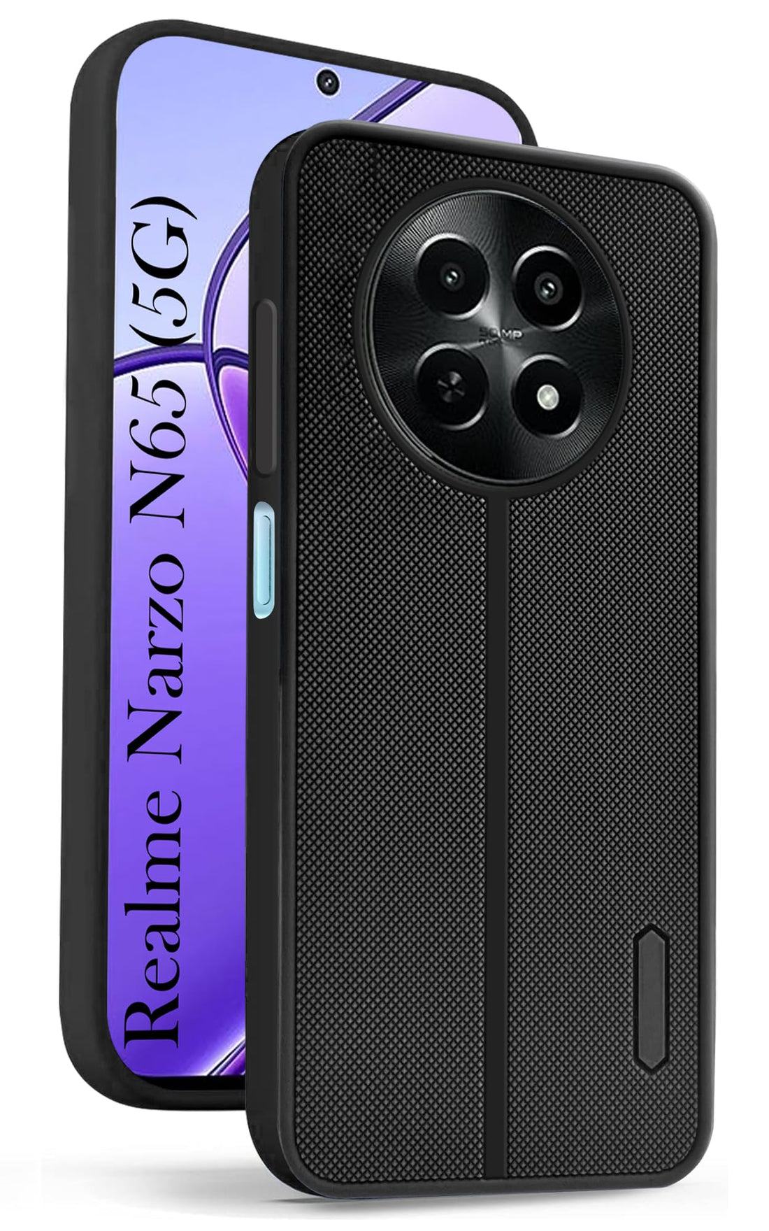 For Realme Narzo N65 Back Cover Case Rubberised (Textured Grip Design| Micro-Fiber Cloth Inside | Slim and Light Weight | Soft Touch and Feel)
