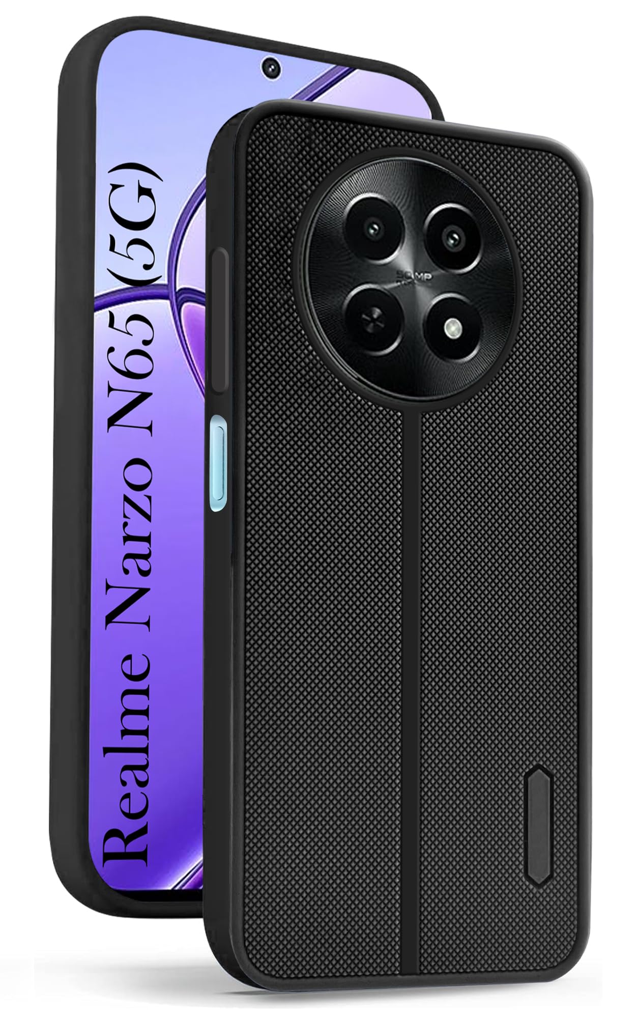 For Realme Narzo N65 Back Cover Case Rubberised (Textured Grip Design| Micro-Fiber Cloth Inside | Slim and Light Weight | Soft Touch and Feel)