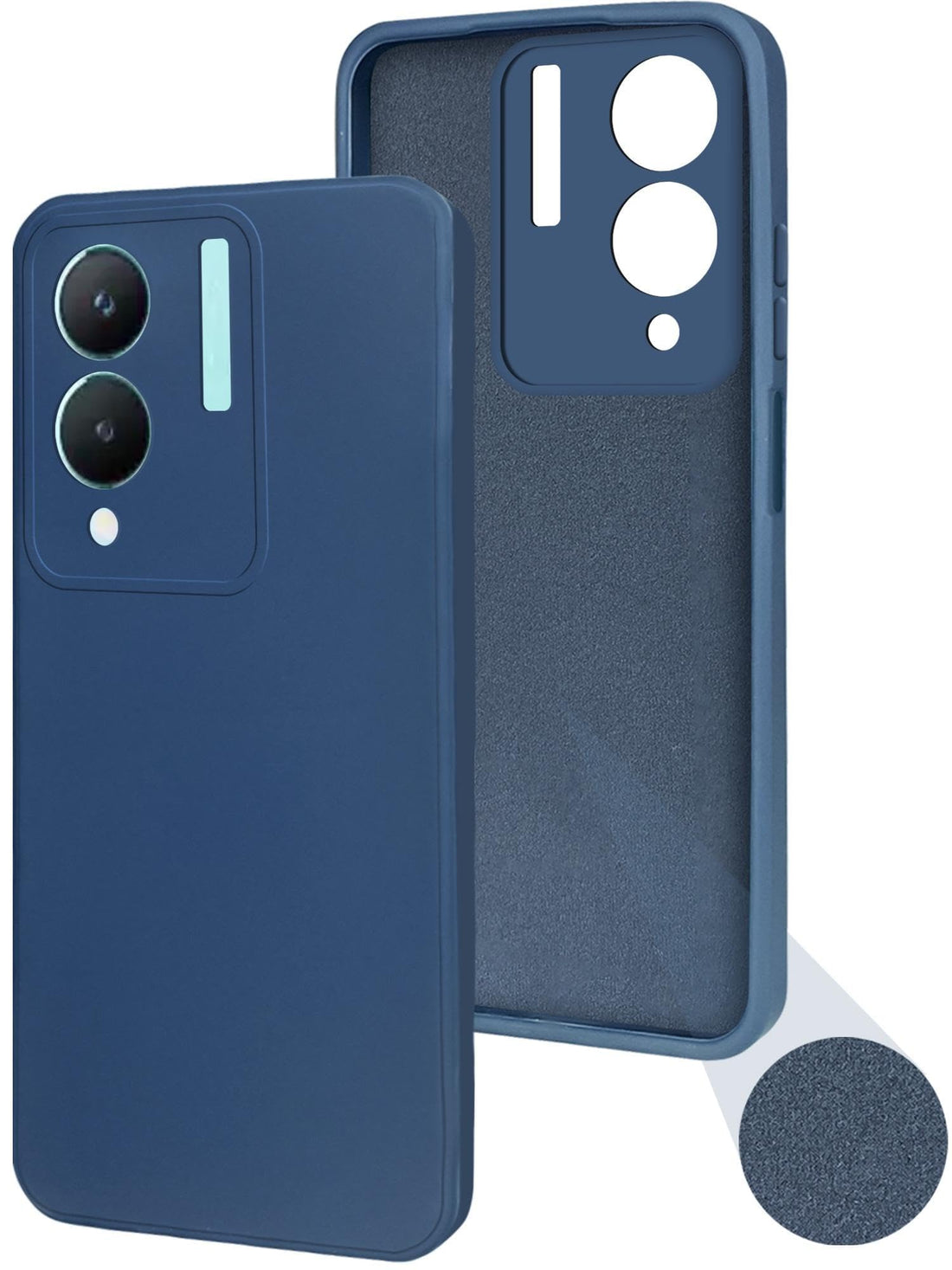For VIVO Y28 5G Back Cover Case (Matte Finish Silicone with Inside Fiber Cloth |Black)