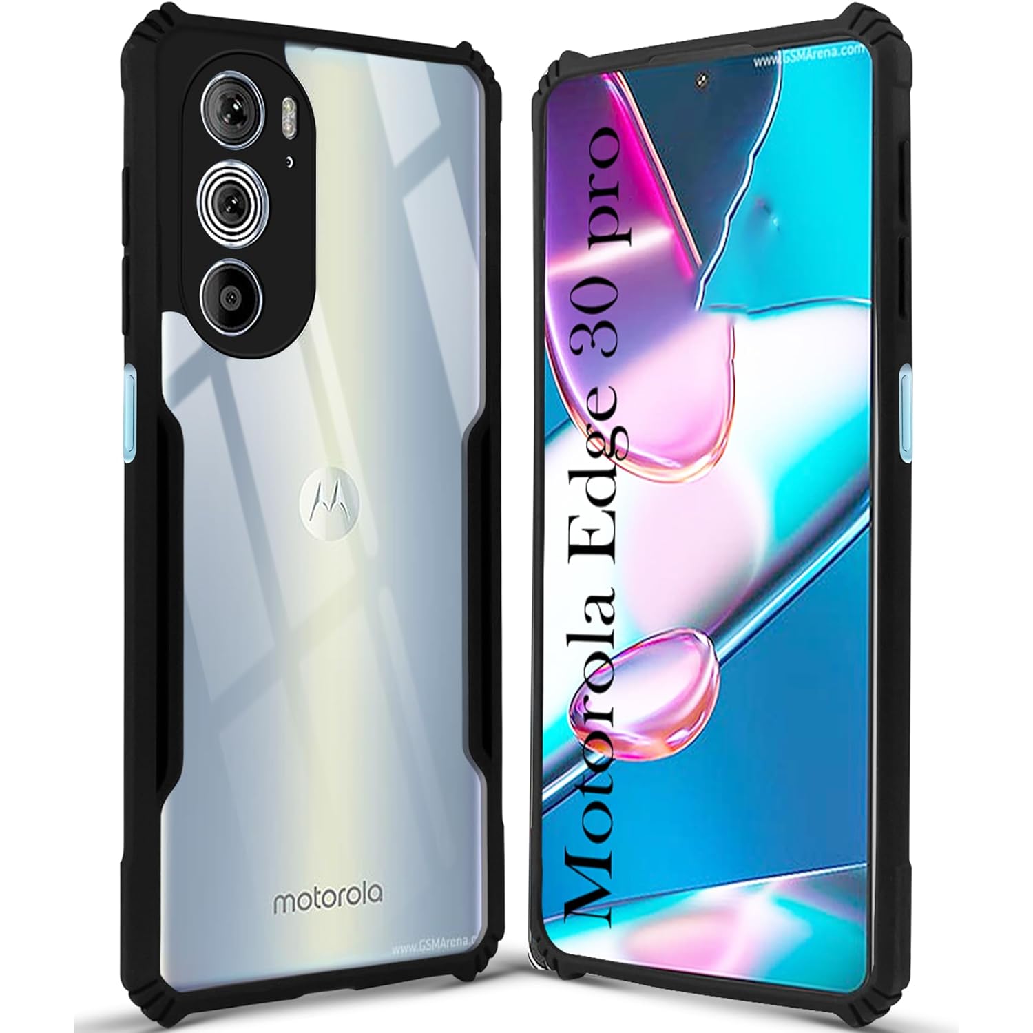 For Motorola Moto Edge 30 Pro Back Cover Case (Shockproof with Polycarbonate Clear Panel)