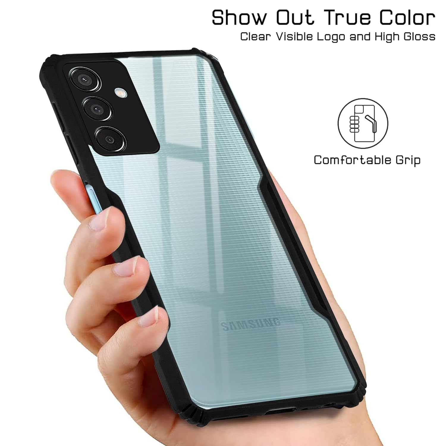 For Samsung Galaxy M15 5G Back Cover Case (Shockproof with Polycarbonate Clear Panel)
