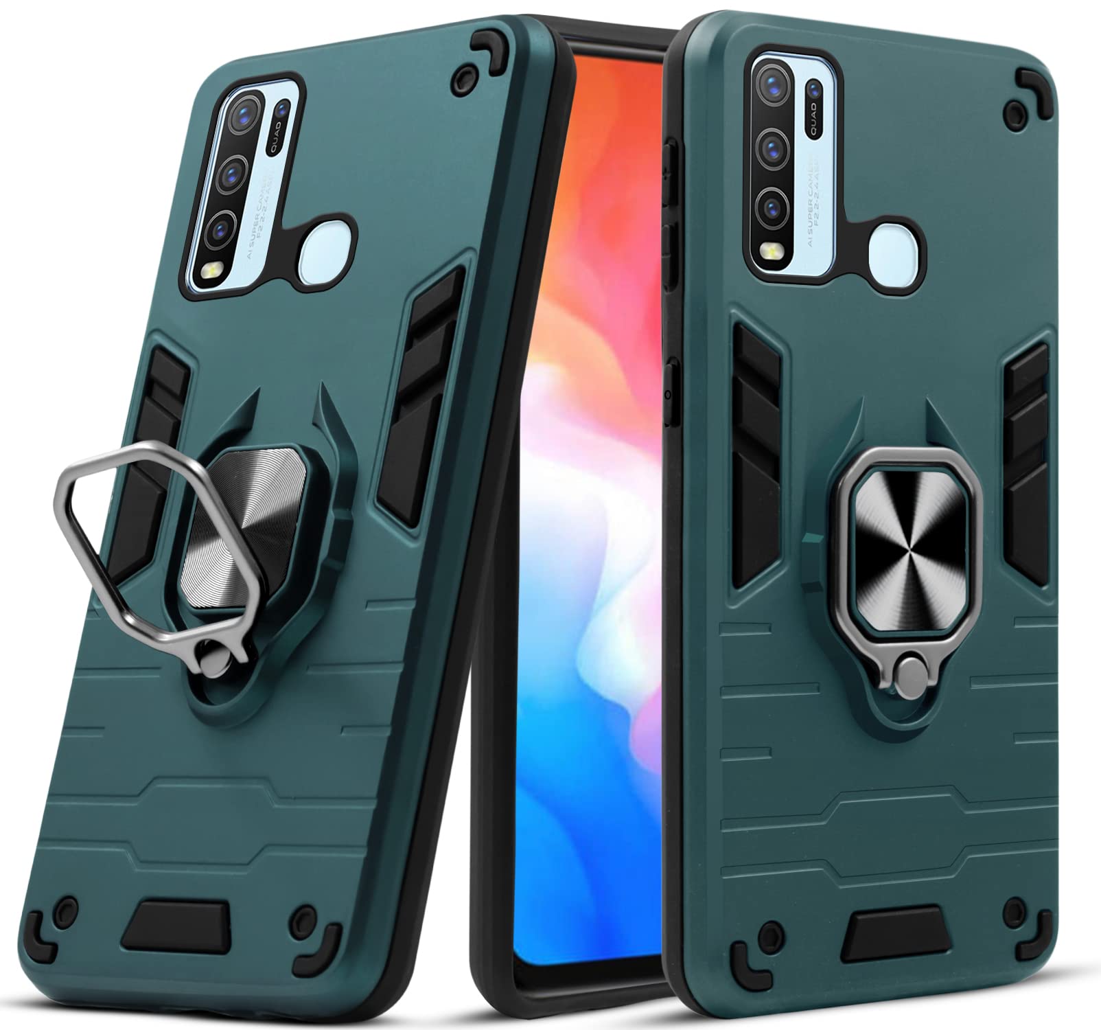 For Vivo Y30 Back Cover Case (Shockproof Polycarbonate Dual Layer Hybrid Armor)