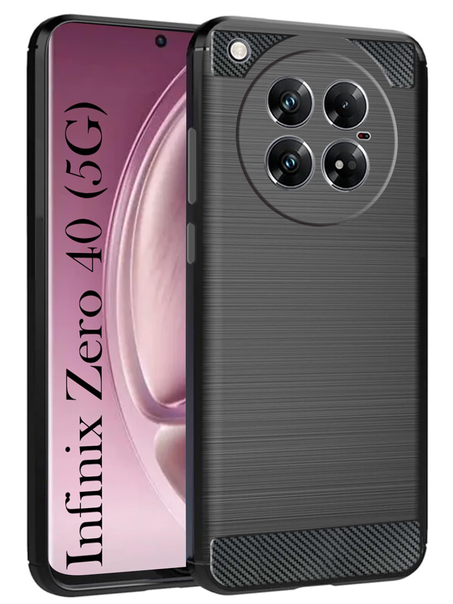For Infinix Zero 40 5G Back Cover Case ( Hybrid Armor Case | Carbon Fiber Shockproof | Soft and Flexible)