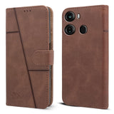 For Itel P40 Flip Cover Case (Stitched Leather with Magnetic Closure)