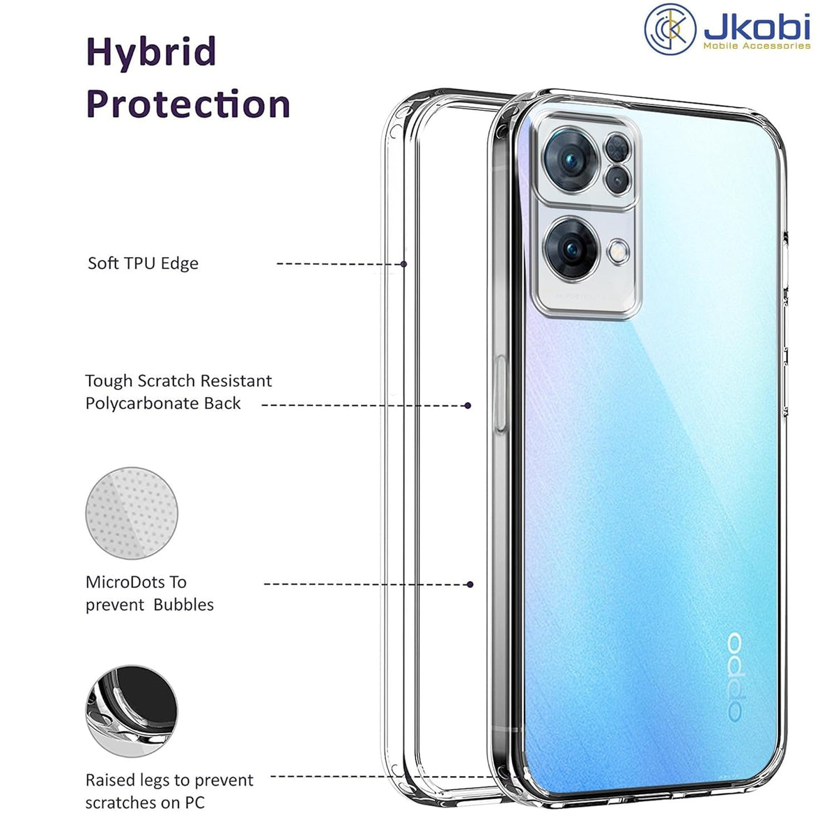 For Oppo Reno7 Pro 5G | Reno 7 Pro 5G Back Case Cover (Silicone Clear Shockproof Case | Soft and Flexible)