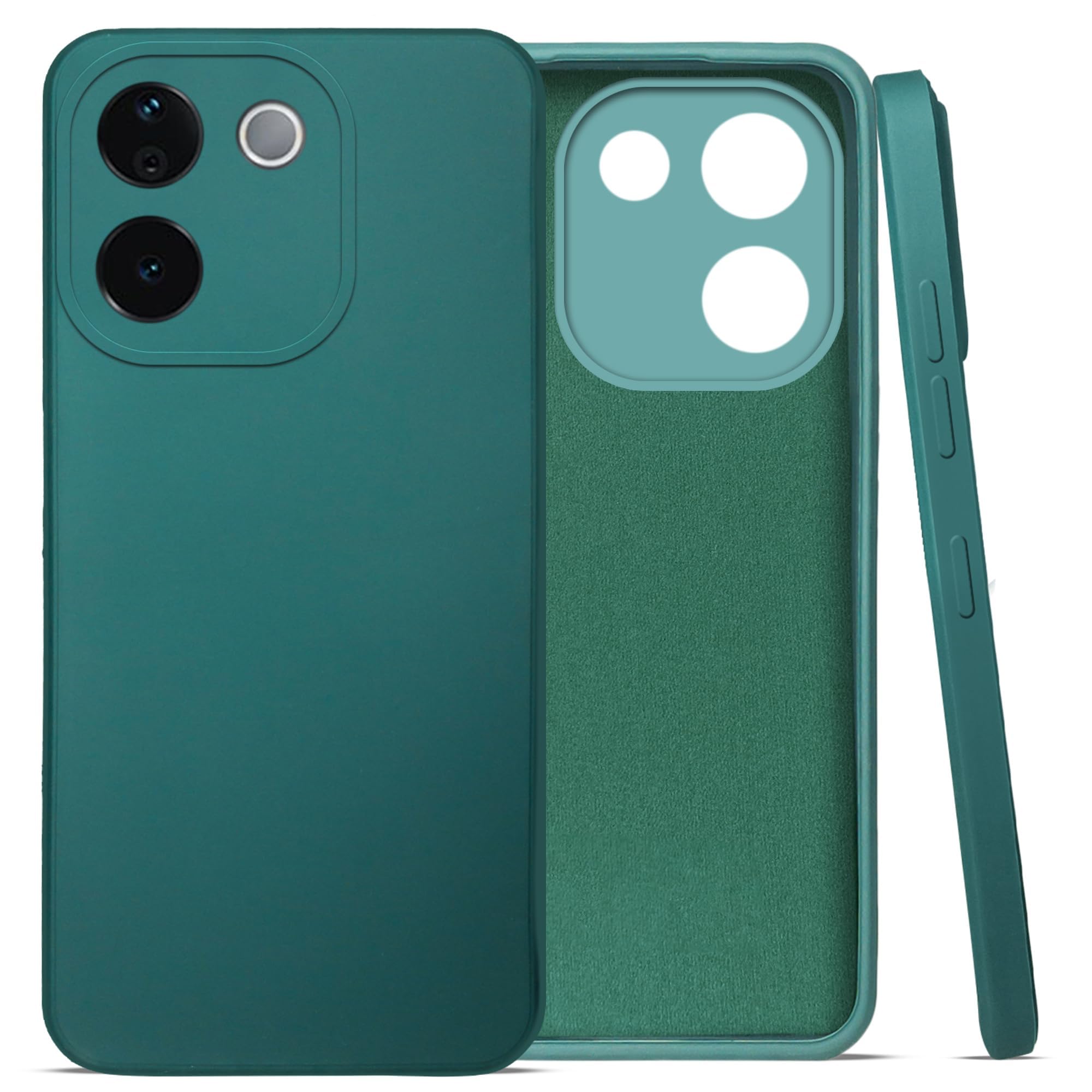 For Vivo T3 Pro Back Cover Case ( Matte Finish Silicone with Inside Fiber cloth)