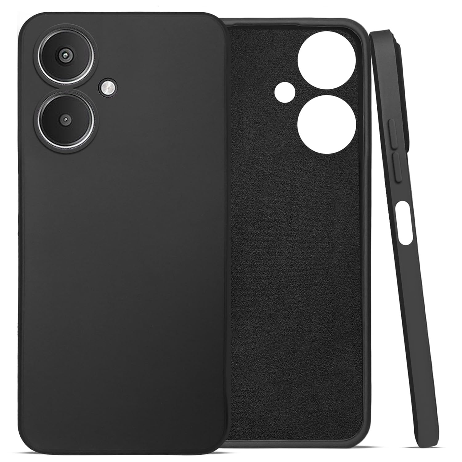 For Poco M6 5G Back Cover Case (Matte Finish Silicone with Inside Fiber Cloth)