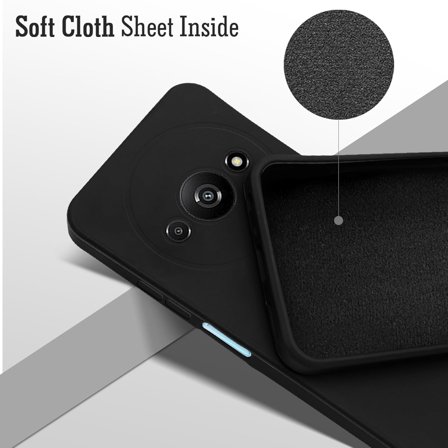 For Xiaomi Redmi A3 Back Cover Case (Matte Finish Silicone with Inside Fiber Cloth)