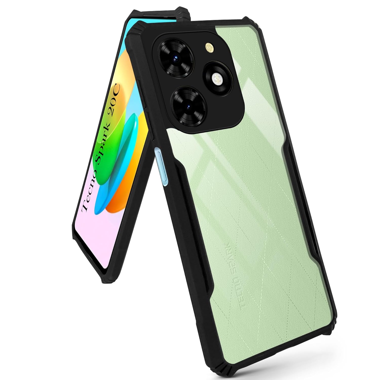 For Tecno Spark 20C Back Cover Case (Shockproof with Polycarbonate Clear Panel)
