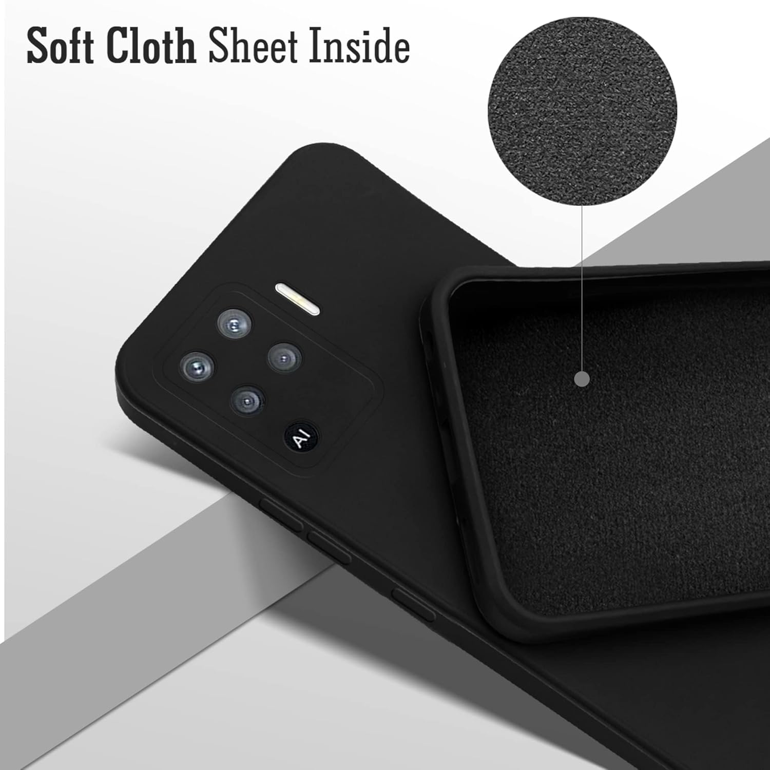 For Oppo Reno5 Lite | Reno 5 Lite Back Cover Case (Matte Finish Silicone with Inside Fiber Cloth)