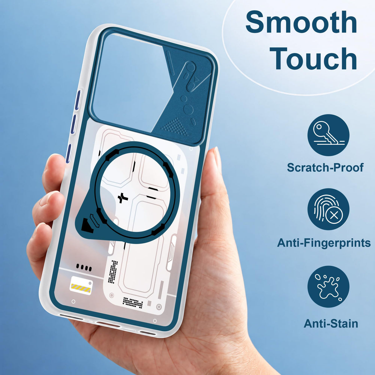 For Vivo T2 Metallic Back Cover Case (Metallic Camera Protection & Buttons | Translucent Milky Shade | Hard Polycarbonate)