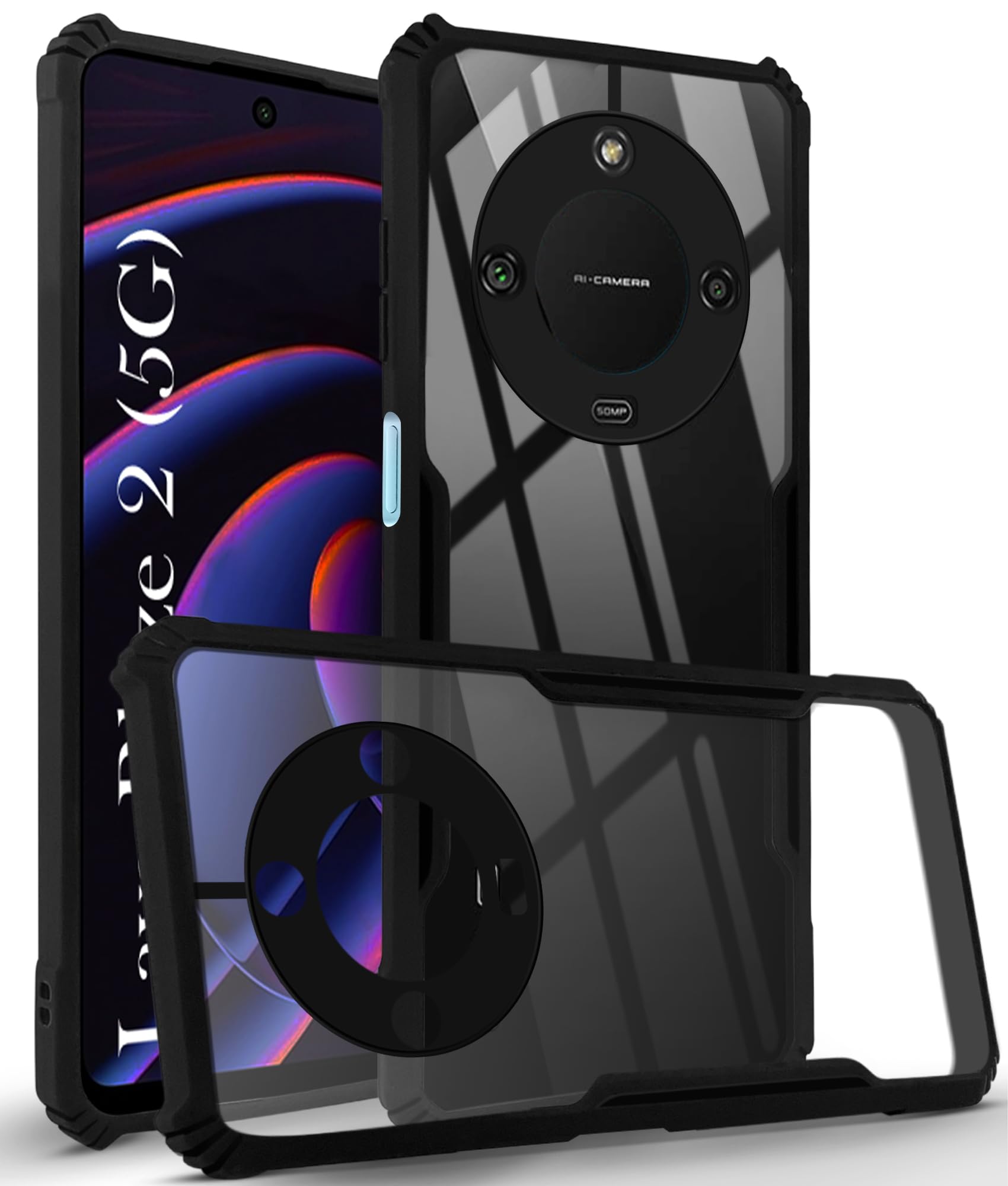For Lava Blaze 2 5G Back Cover Case (Shockproof with Polycarbonate Clear Panel)