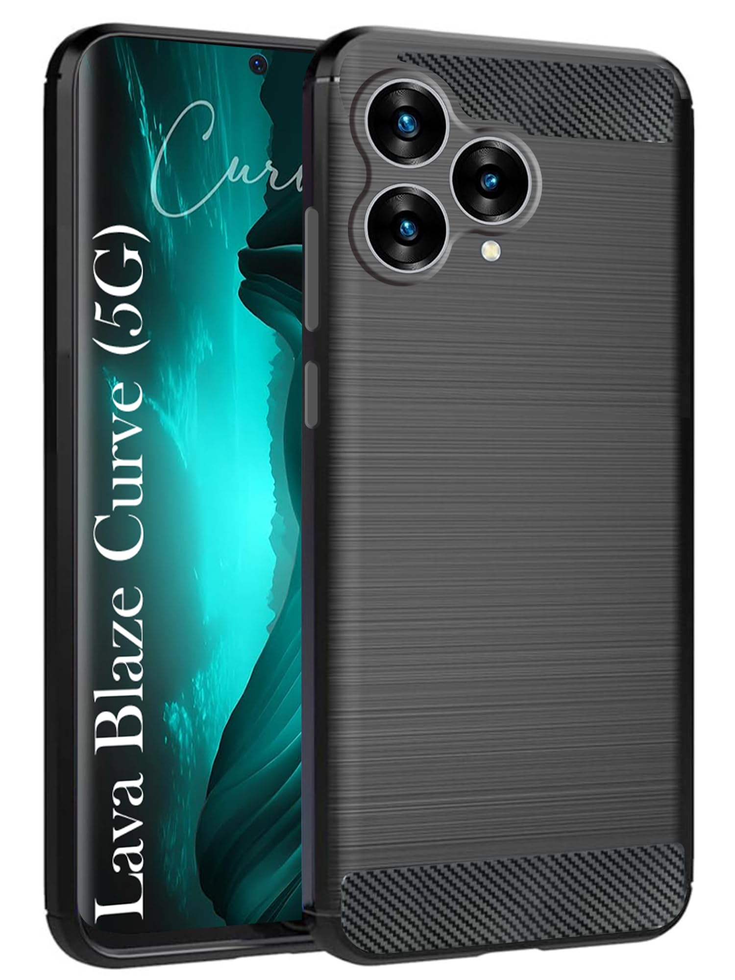 For Lava Blaze Curve 5G Back Cover Case (Hybrid Armor Case | Carbon Fiber Shockproof | Soft and Flexible)