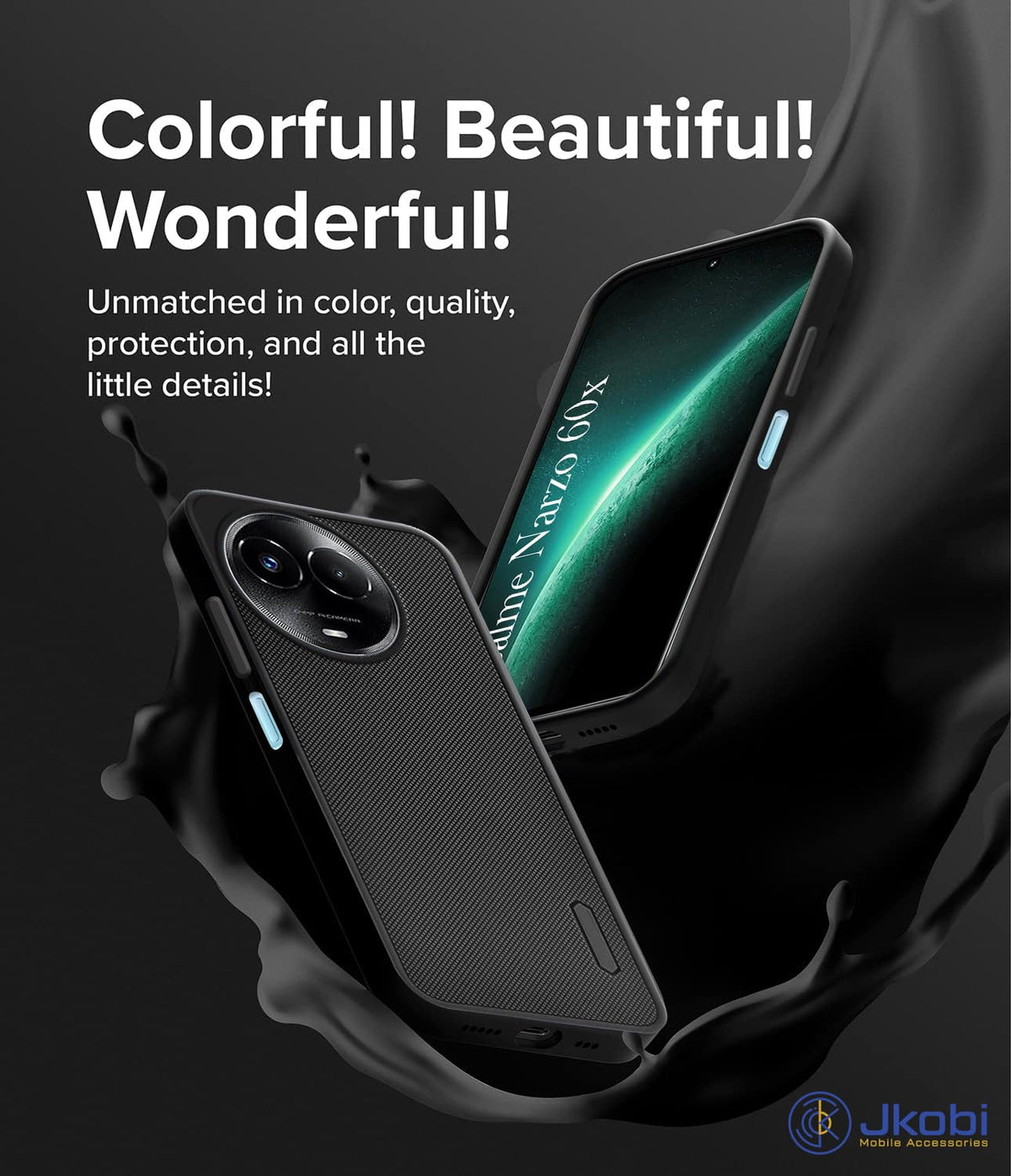 For Realme Narzo 60x Back Cover Case Rubberised (Textured Grip Design| Micro-Fiber Cloth Inside | Slim and Light Weight | Soft Touch and Feel)