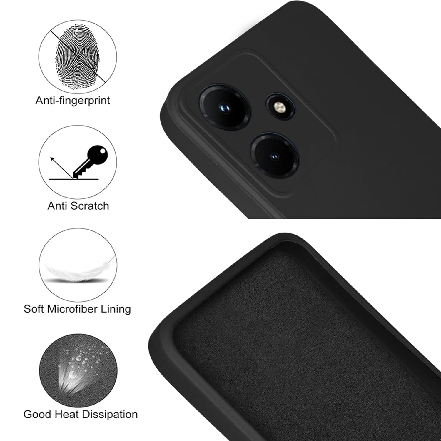 For Infinix Hot 30i Back Cover Case (Matte Finish Silicone with Inside Fiber Cloth)