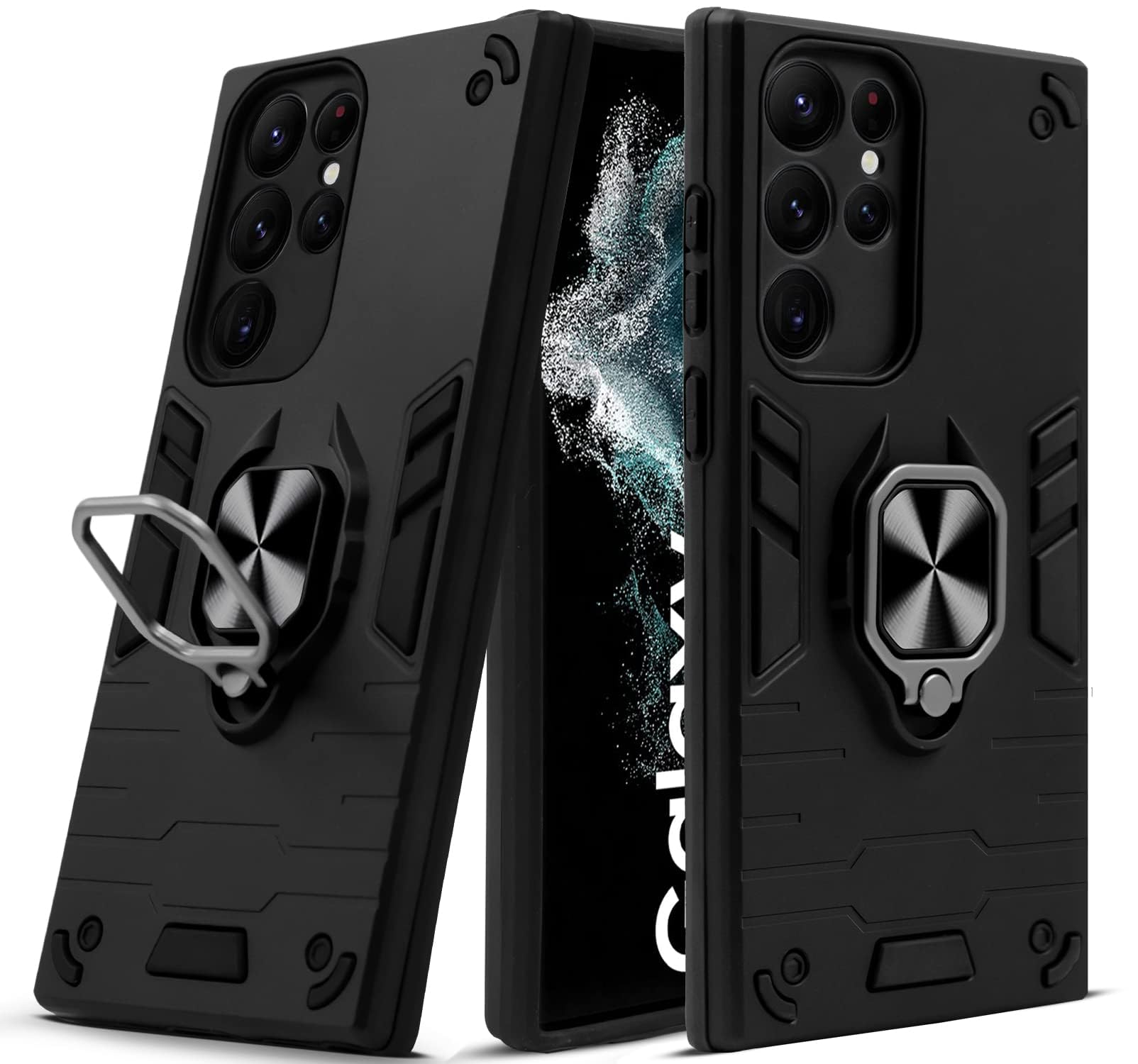 For Samsung Galaxy S22 Ultra 5G Back Cover Case (Shockproof Dual Layer Hybrid Armor | Iron Black)