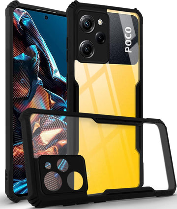 For Poco X5 Pro 5G Back Cover Case (Shockproof with Polycarbonate Clear Panel)