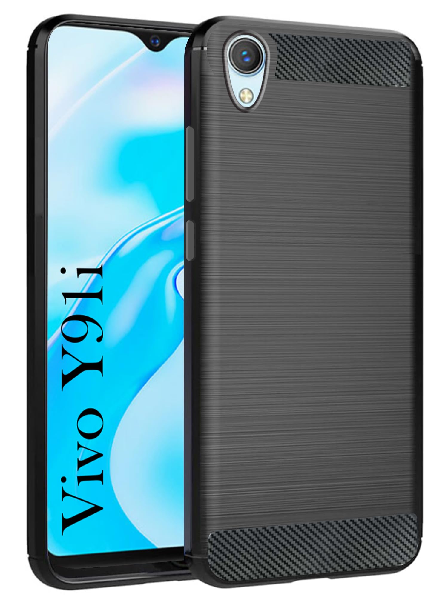 For Vivo Y91i Back Cover Case (Hybrid Armor Case | Carbon Fiber Shockproof | Soft and Flexible)