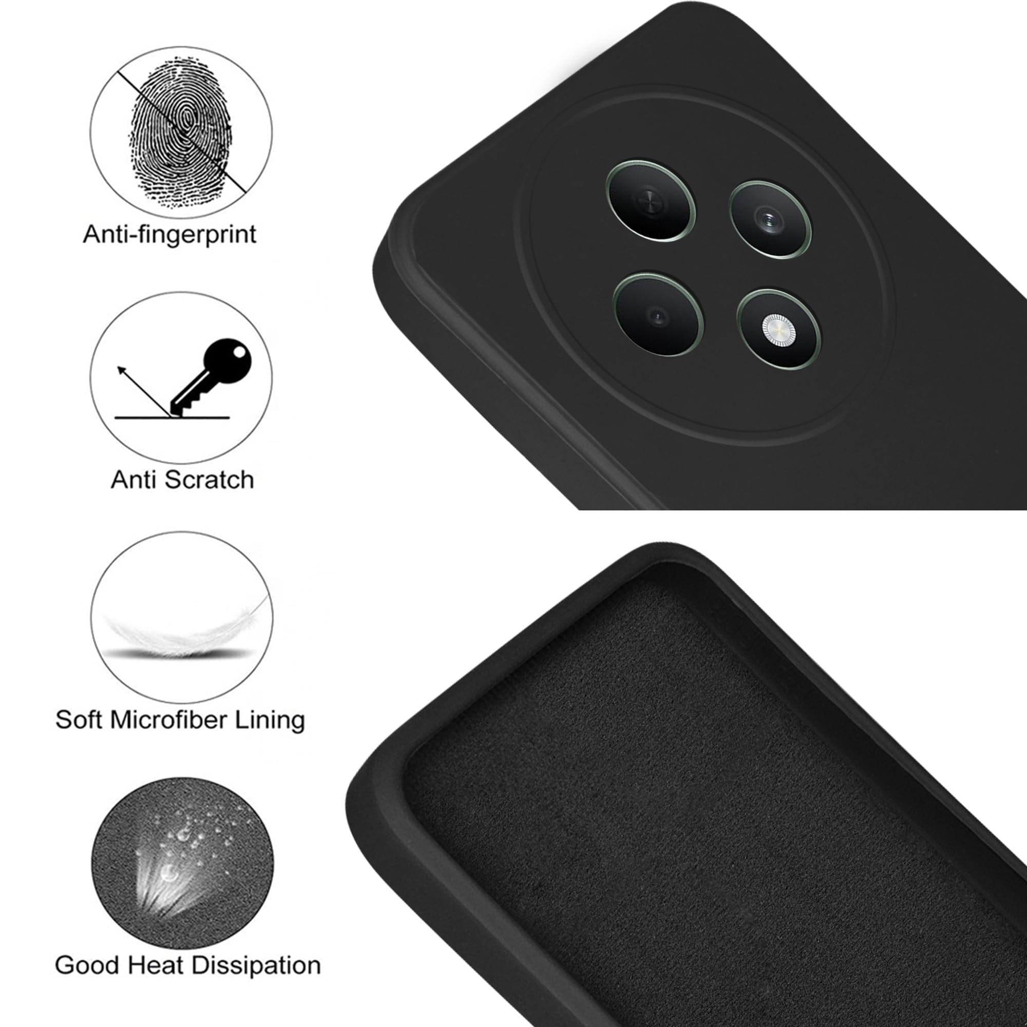 Back Cover Case for Oppo Reno 12F (Matte Finish Silicone with Inside Fiber Cloth)