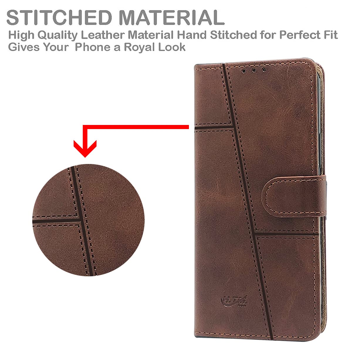 For Oppo Reno5 Lite | Reno 5 Lite Flip Cover Case (Stitched Leather Finish | Magnetic Closure | Inner TPU | Foldable Stand | Wallet Card Slots)